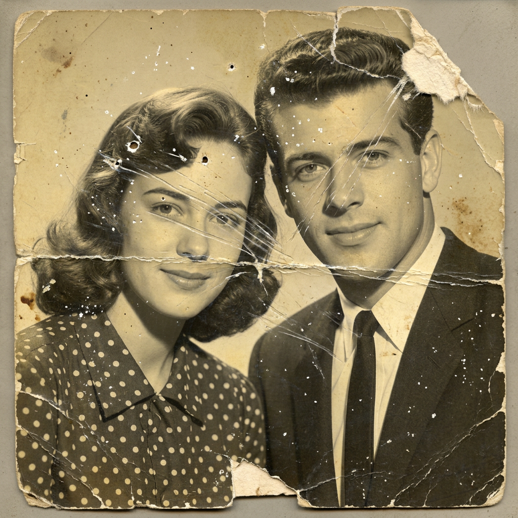 Foto antes da restauração: P&B preservado · anos 60
